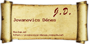 Jovanovics Dénes névjegykártya